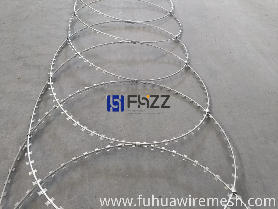 500mm Height Stainless Steel or Galvanized Ripper Flat Wrap Razor Wire Type Bto-10 or Bto-22 Installation Coverage 15mtrs